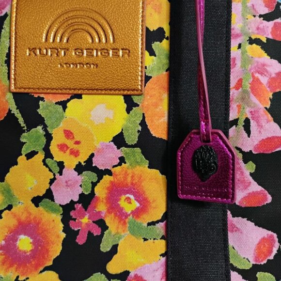NWT Kurt Geiger Multicolor Floral Large Southbank Tote Bag with Metallic Accents - Picture 2 of 13